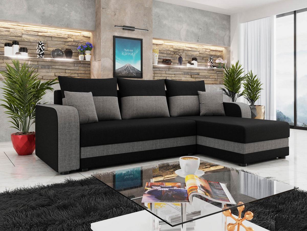 ECKSOFA Hewlet Bis - Dunkelgrau/Schwarz, Holz/Kunststoff (237/139cm) - MIRJAN24