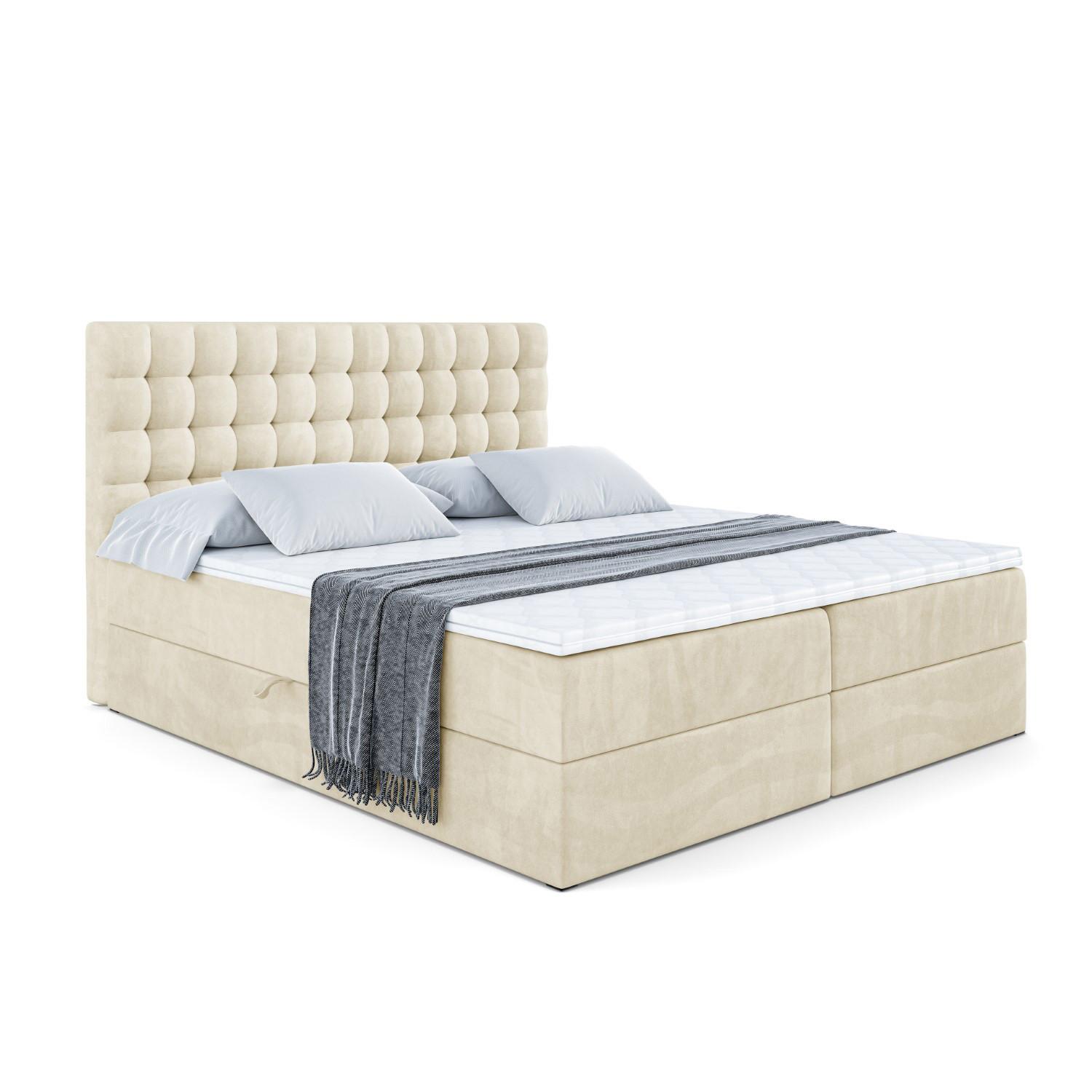 BOXBETT mit H3-Matratze und Lattenrost - VIONE - 140x200 Beige - Beige, Holzwerkstoff (140/200cm) - ALTDECOR
