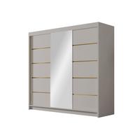 SCHIEBETÜRENSCHRANK Evo VI - Goldfarben/Naturfarben, Holzwerkstoff/Metall (200/215/58cm) - MIRJAN24
