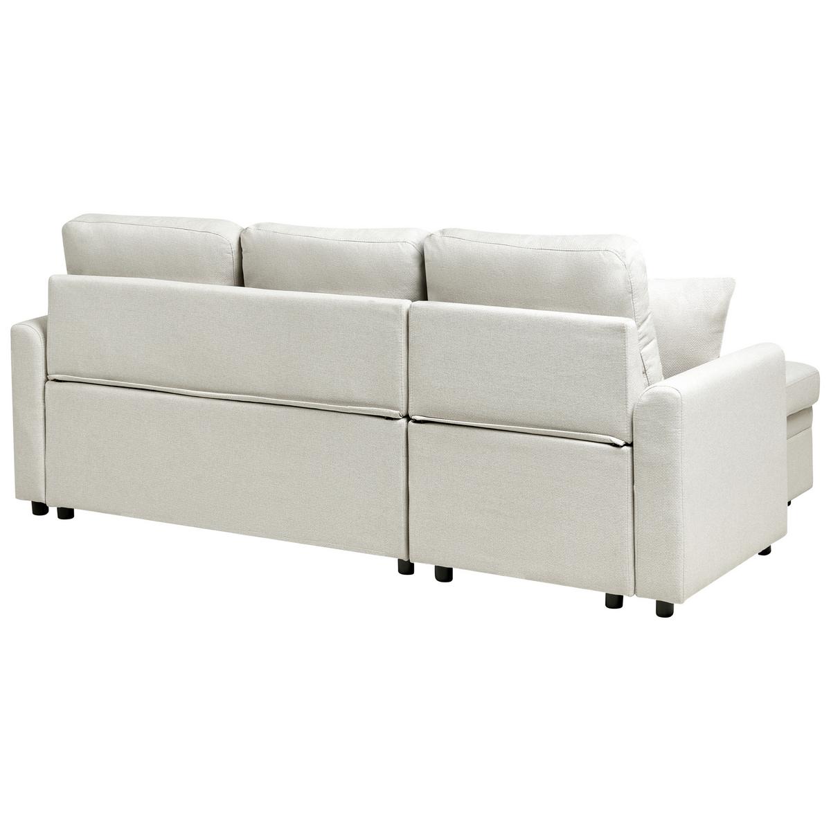 ECKSCHLAFSOFA 3-Sitzer Kunstleinen Hellbeige rechtsseitig Nassjo - Beige, Textil (210/131cm) - Beliani