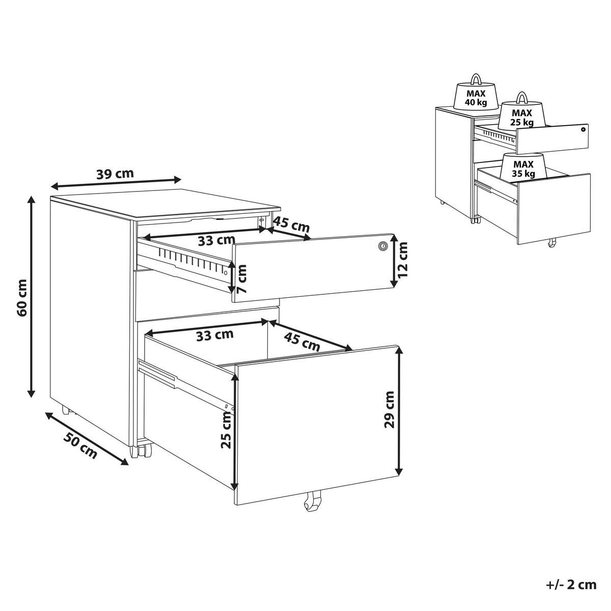 AKTENSCHRANK Metall rosa 3 Schubladen mit Rollen Cami - Pink, Metall (39/60/50cm) - Beliani