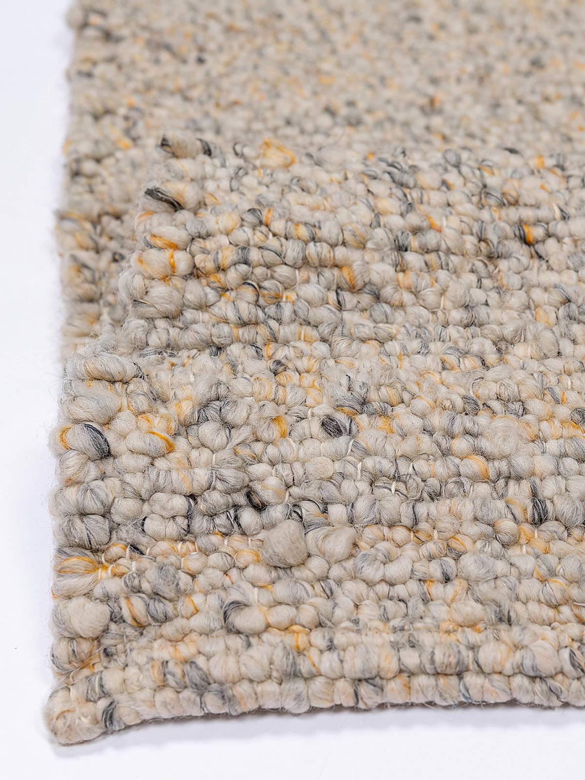 KURZFLORTEPPICH handgewebt GLAVEN, Bouclé-Struktur, Gelb-Grau, 120 x 170 cm - Gelb, Textil (120/170cm) - KADIMA DESIGN