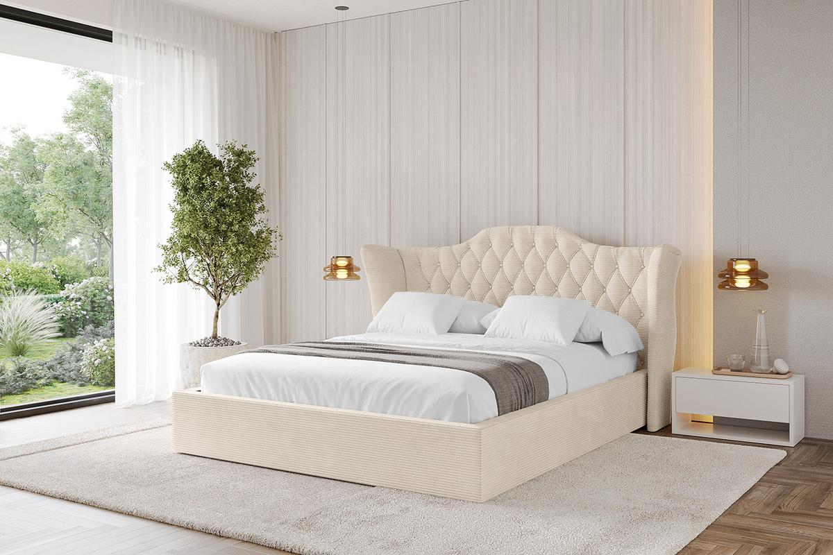 POLSTERBETT mit Bettkasten und Lattenrost, Boxbett ohne Matratze - ZORAN 140x200 Beige - Creme, Holzwerkstoff/Textil (140/200cm) - ALTDECOR