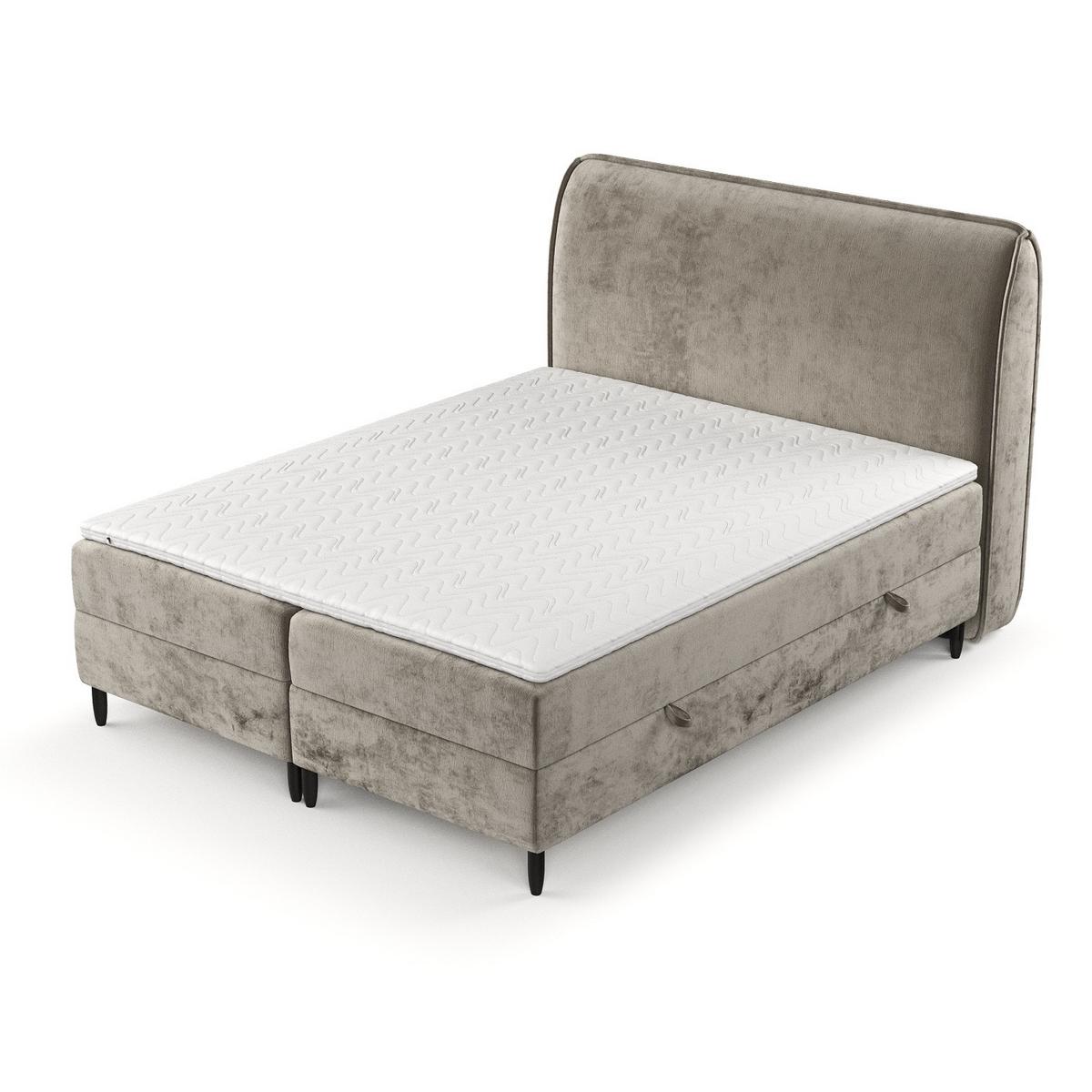 BOXBETT Lunaro 120/200 cm Beige im Lotta Stoff - Beige/Schwarz, Holz/Holzwerkstoff (120/200cm) - AltaBeds