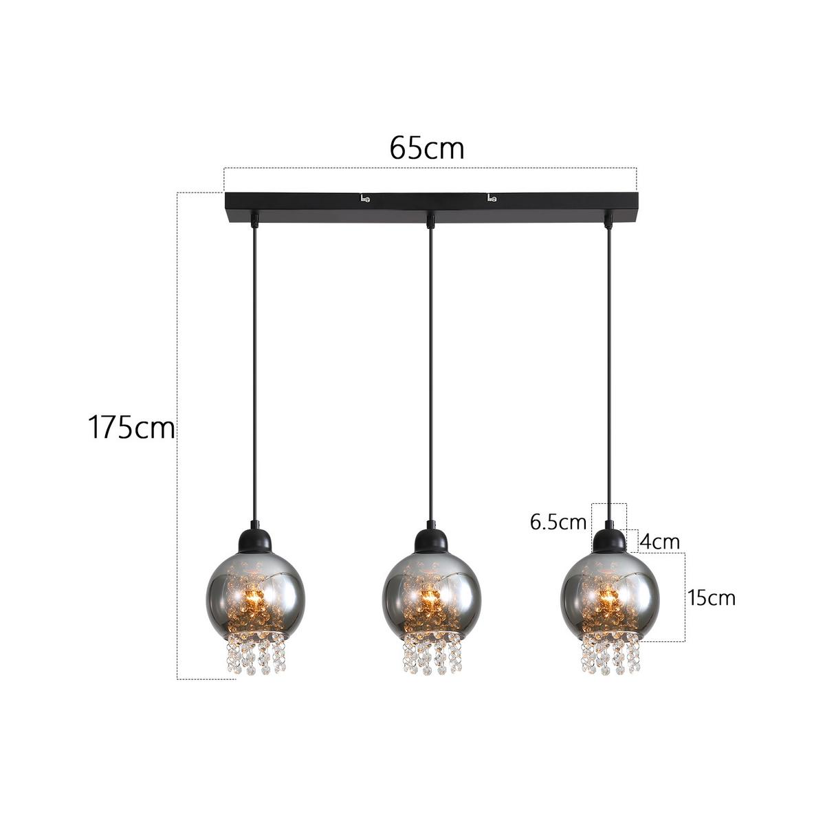 HÄNGELEUCHTE Zalef 65/15/175 cm - Schwarz, Metall (175/65/15cm) - ZMH
