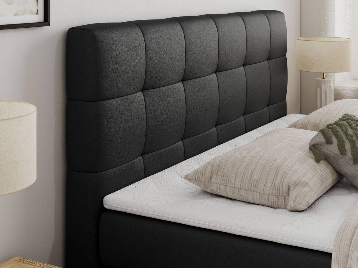 BOXSPRINGBETT LUKA KING 120/200 Schwarz Kunstleder - H3 - Schwarz, Holz/Textil (120/200cm) - MKS