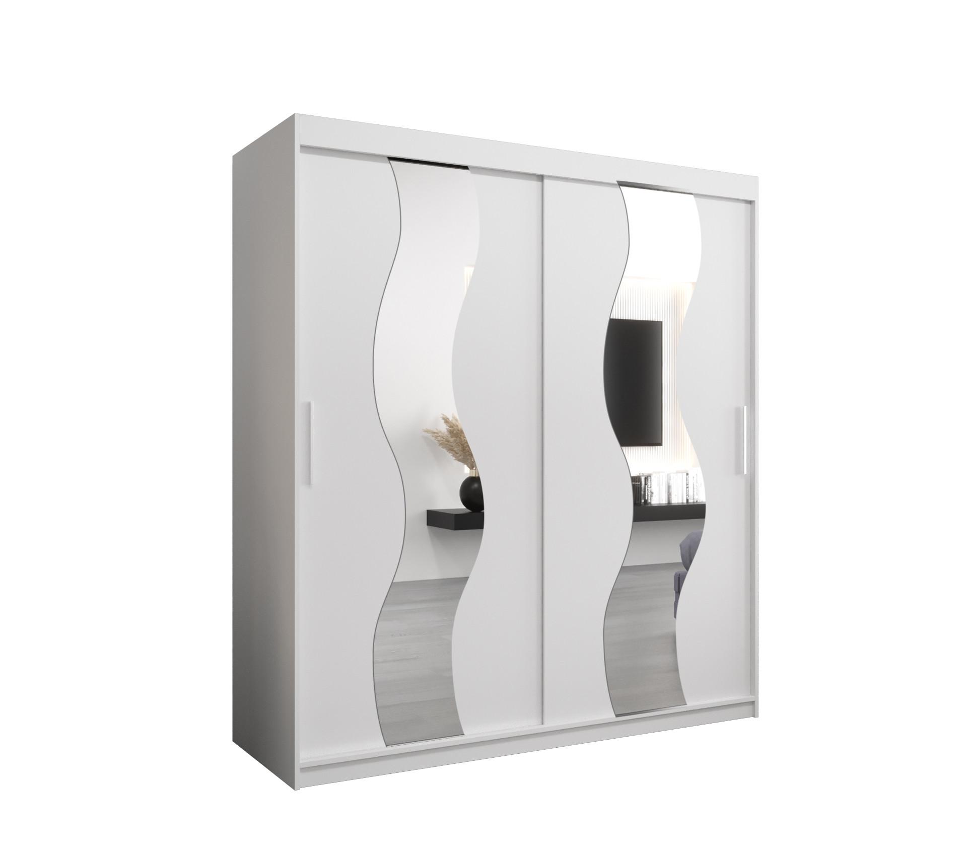 SCHWEBETÜRENSCHRANK 200/180/62 2-türig - Silberfarben/Weiß, Holz/Kunststoff (180/200/62cm) - MÖBEL KRYSPOL