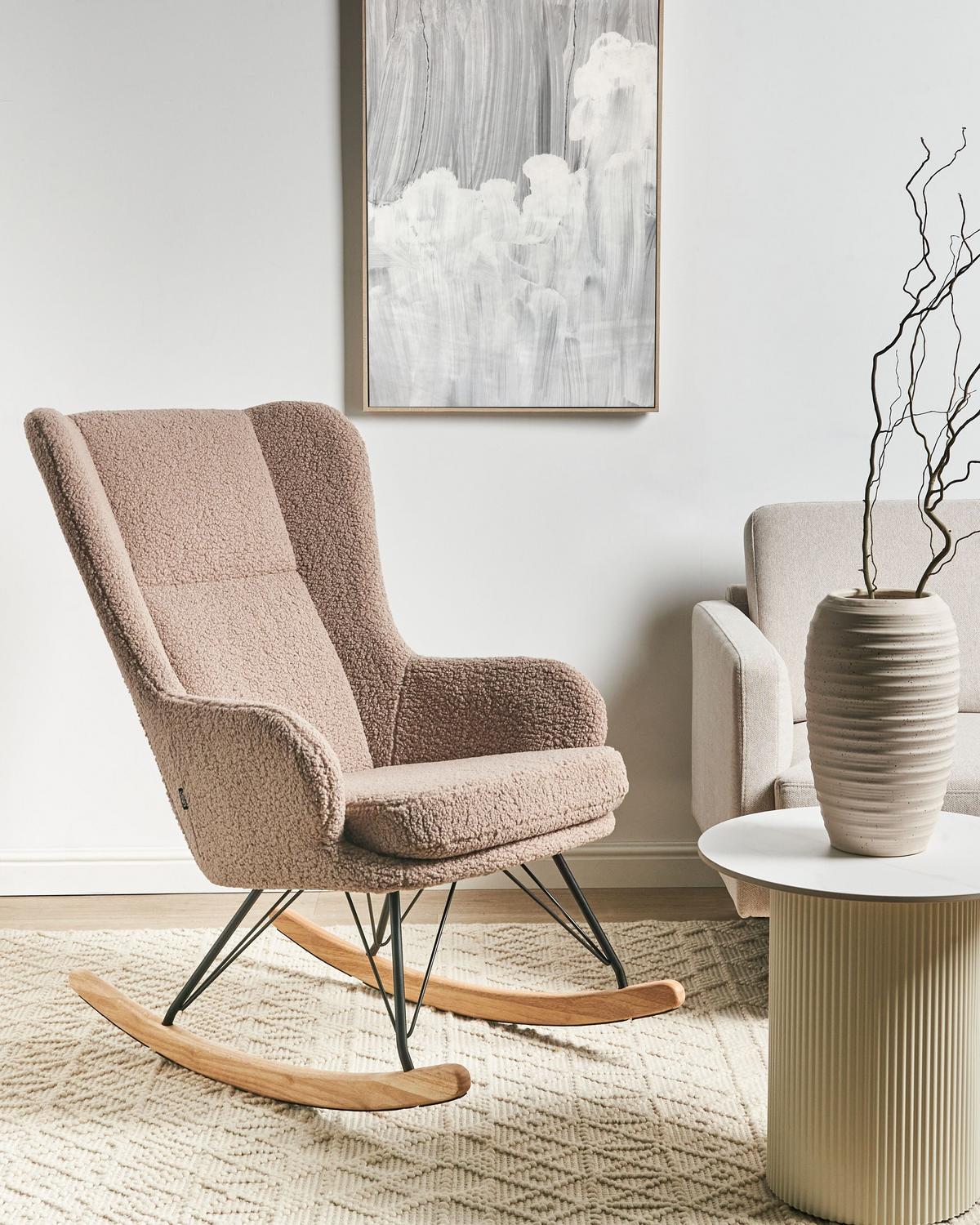 SCHAUKELSESSEL Bouclé Beige Luoma - Beige/Schwarz, Textil (69/106/97cm) - Beliani