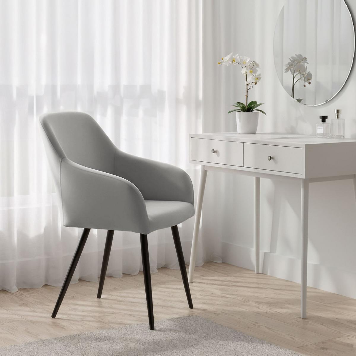 POLSTERSTUHL 2er Set, Metallbeine Grau, Schwarz 54,5/83/58 - Schwarz/Grau, Textil (55/83/51cm) - RAUMHIRSCH FURNITURE