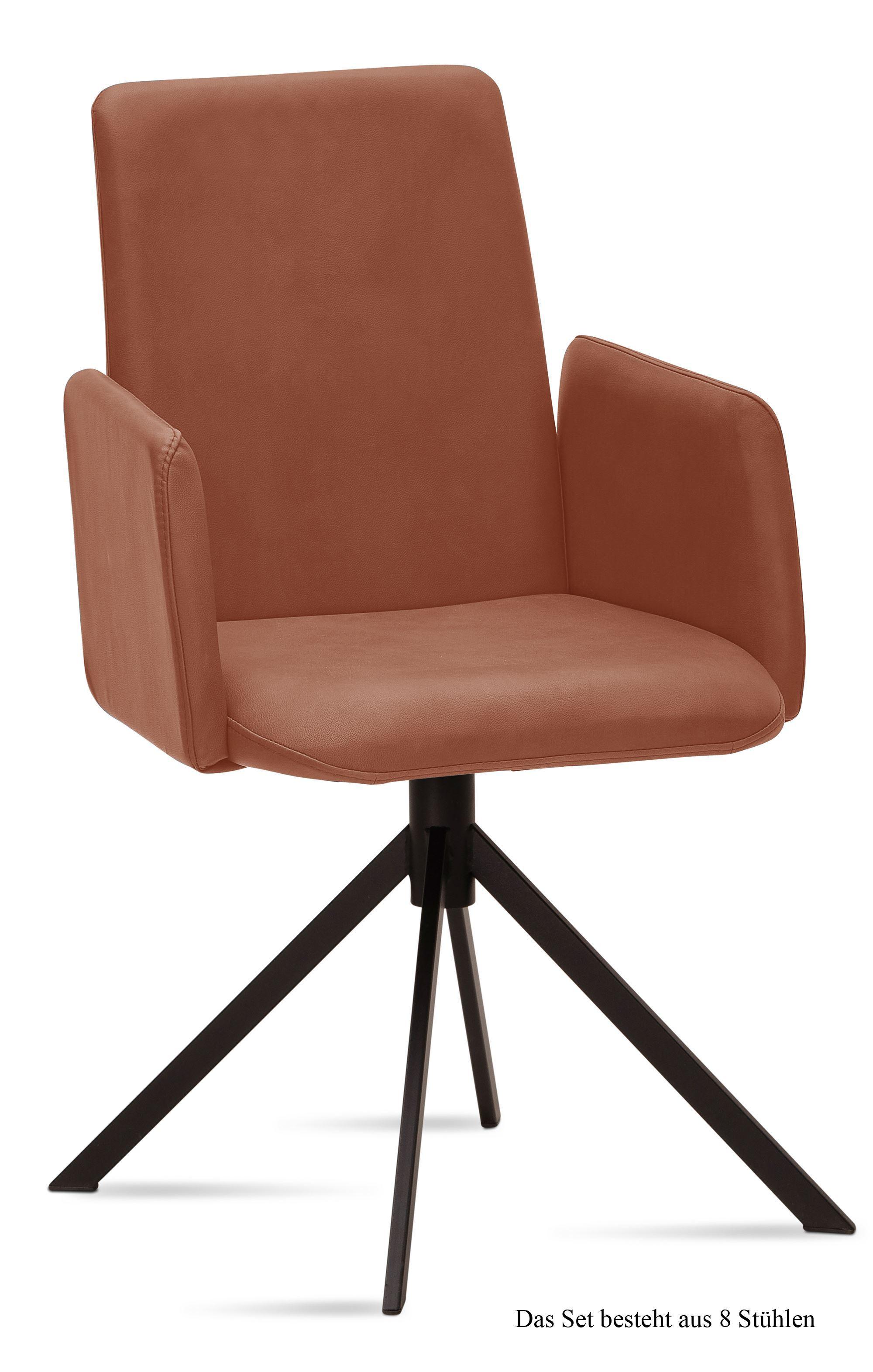 ARMLEHNSTUHL (8er-Set) Drina 52x92x60 Schwarz/Cognac - Cognac/Schwarz, Kunststoff (60/92/52cm) - 58aufmkessel