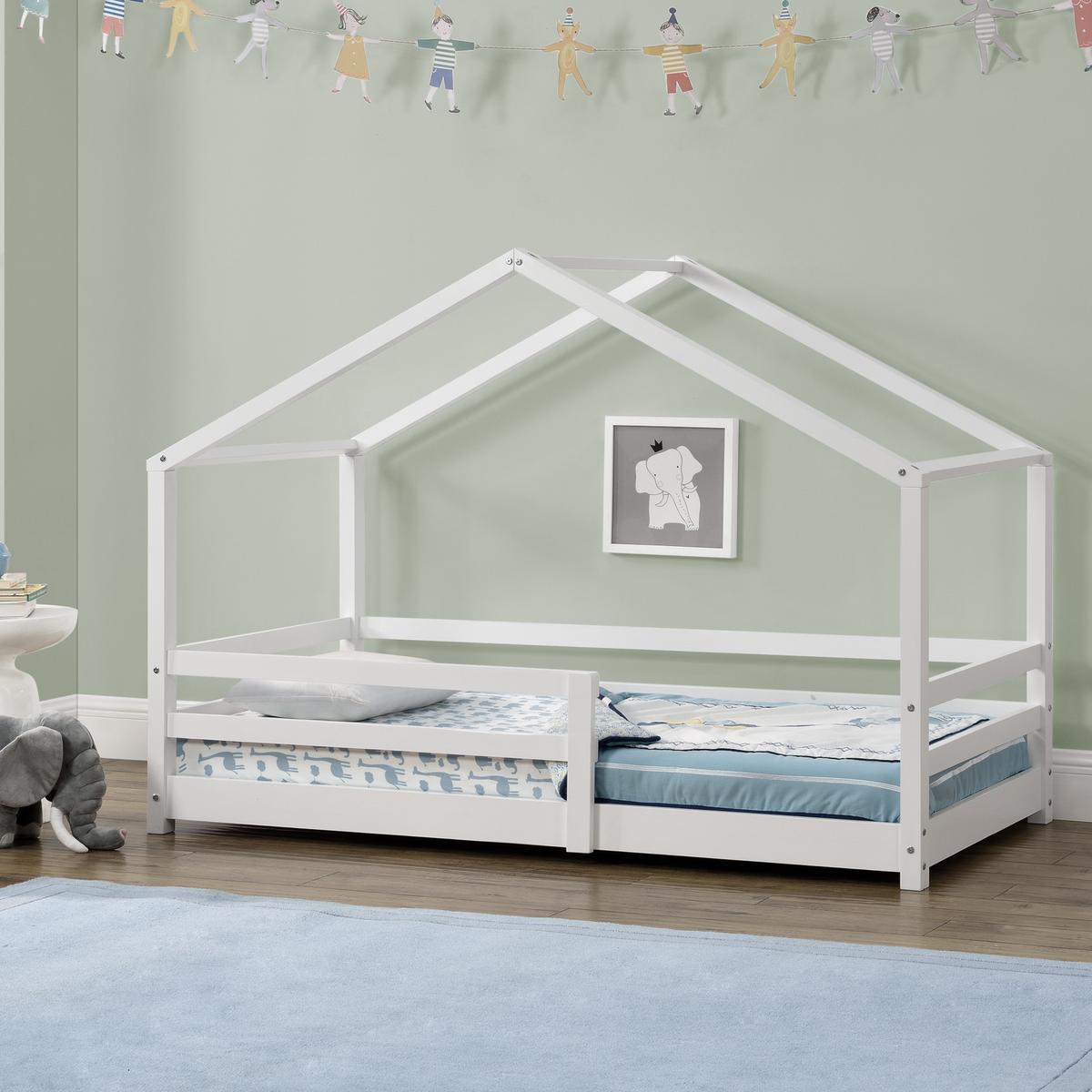 HAUSBETT Knätten - Weiß, Holz (90/200cm) - [en.casa]