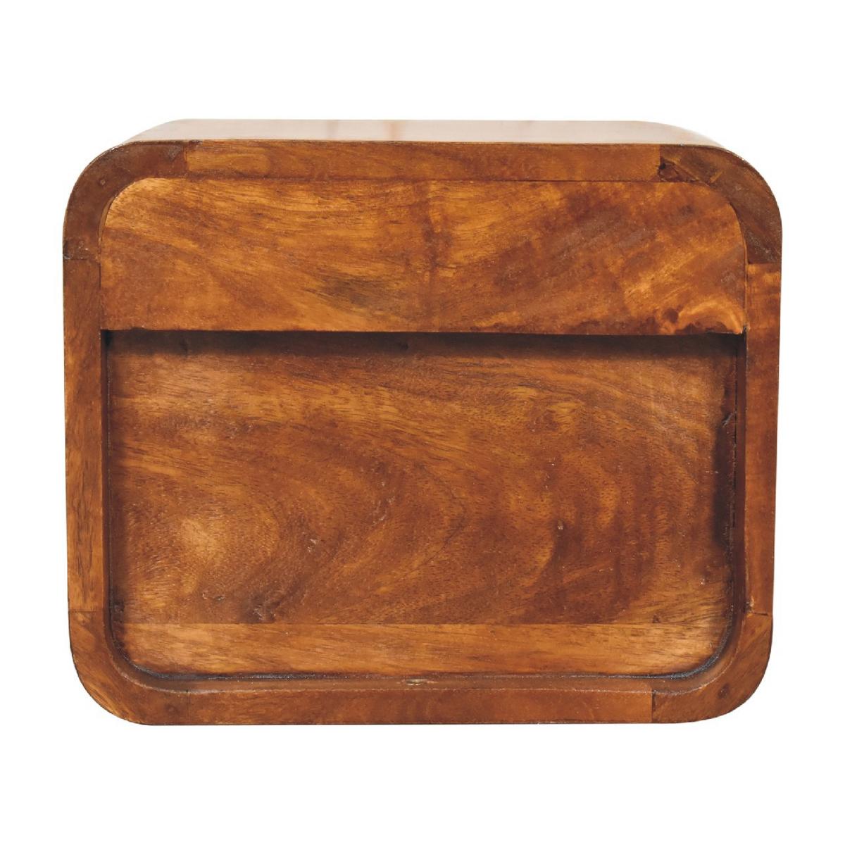 NACHTTISCH mit einer Schublade, Wandmontiert, 1 Schublade, 1 offenes Fach, braun - Kastanienfarben/Messingfarben, Holz/Metall (30/25/25cm) - Artisan Furniture