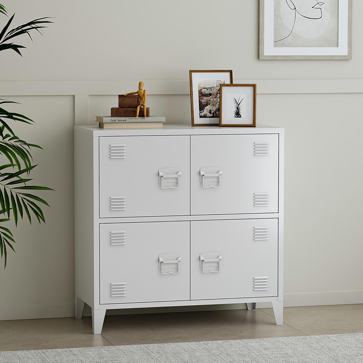 BÜROSCHRANK Hamina - Weiß, Metall (80/82/40cm) - [en.casa]