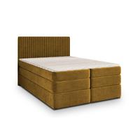 BOXSPRINGBETT FELBIO 140x200 cm mit Matratze und Topper - Gelb - Gelb, Holz (140/200cm) - MASSENO