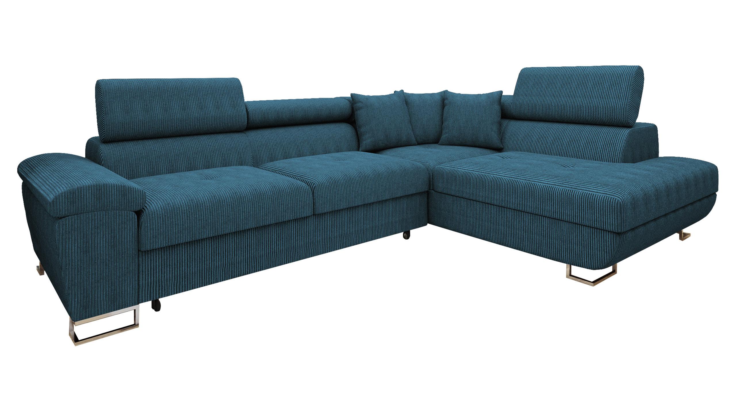 ECKSOFA Cotere Cord, Seite: Rechts - Blau, Holz/Textil (270/202cm) - MIRJAN24