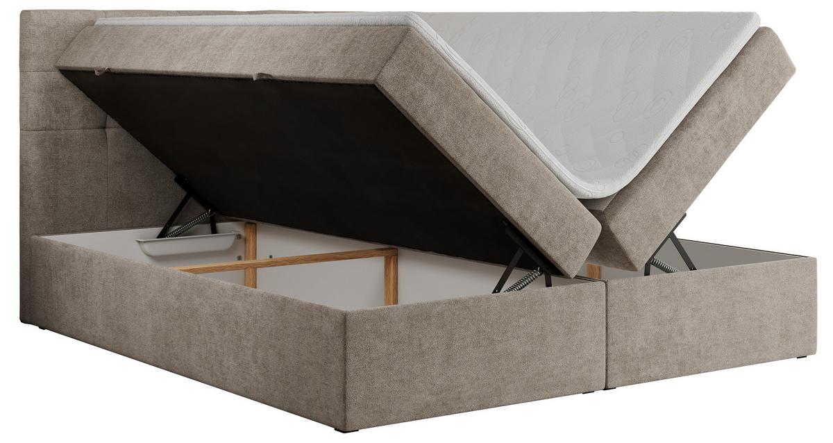 BOXBETT CENTO 200/200 Beige Strukture - H4 - Beige, Holz/Textil (200/200cm) - MKS