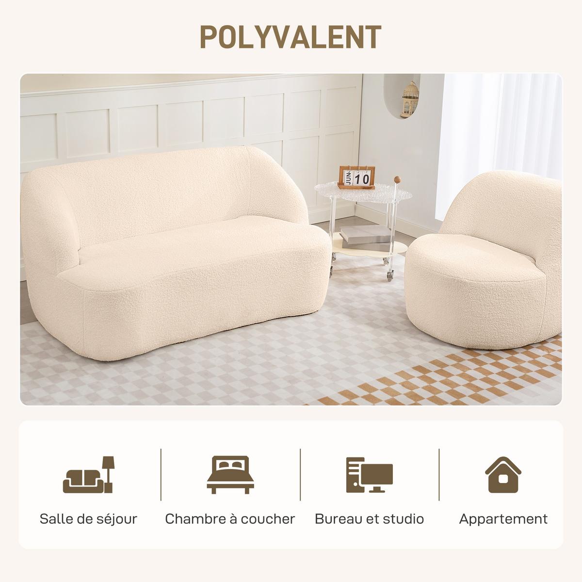 SOFA Nythven 142/85/74cm - Beige, Textil (85/74/142cm) - ZMH