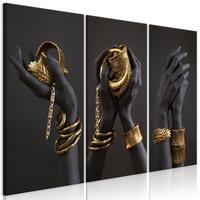 KUNSTDRUCK Grau 90/60 cm - Goldfarben/Grau, Textil (90/60cm) - KUNSTLOFT
