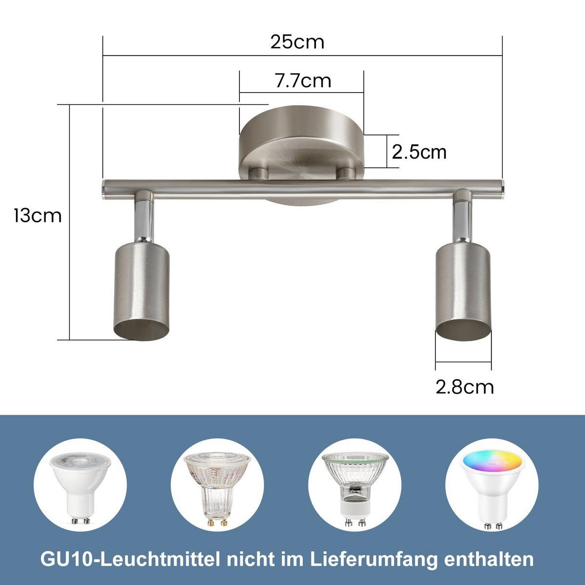 DECKENSTRAHLER Grüner 25/8/13cm - Silberfarben, Metall (25/8/13cm) - ZMH