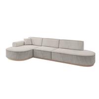 ECKSOFA Ottomane Links MARI-L2-v1 - 328x171x83 cm Hellbraun Velours - Hellbraun, Holzwerkstoff/Textil (328/171cm) - ALTDECOR