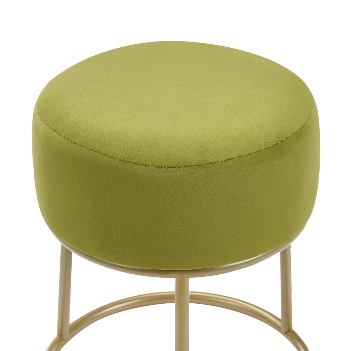 HOCKER Limettengrün Delco - Limette/Goldfarben, Textil (35/40/35cm) - Beliani