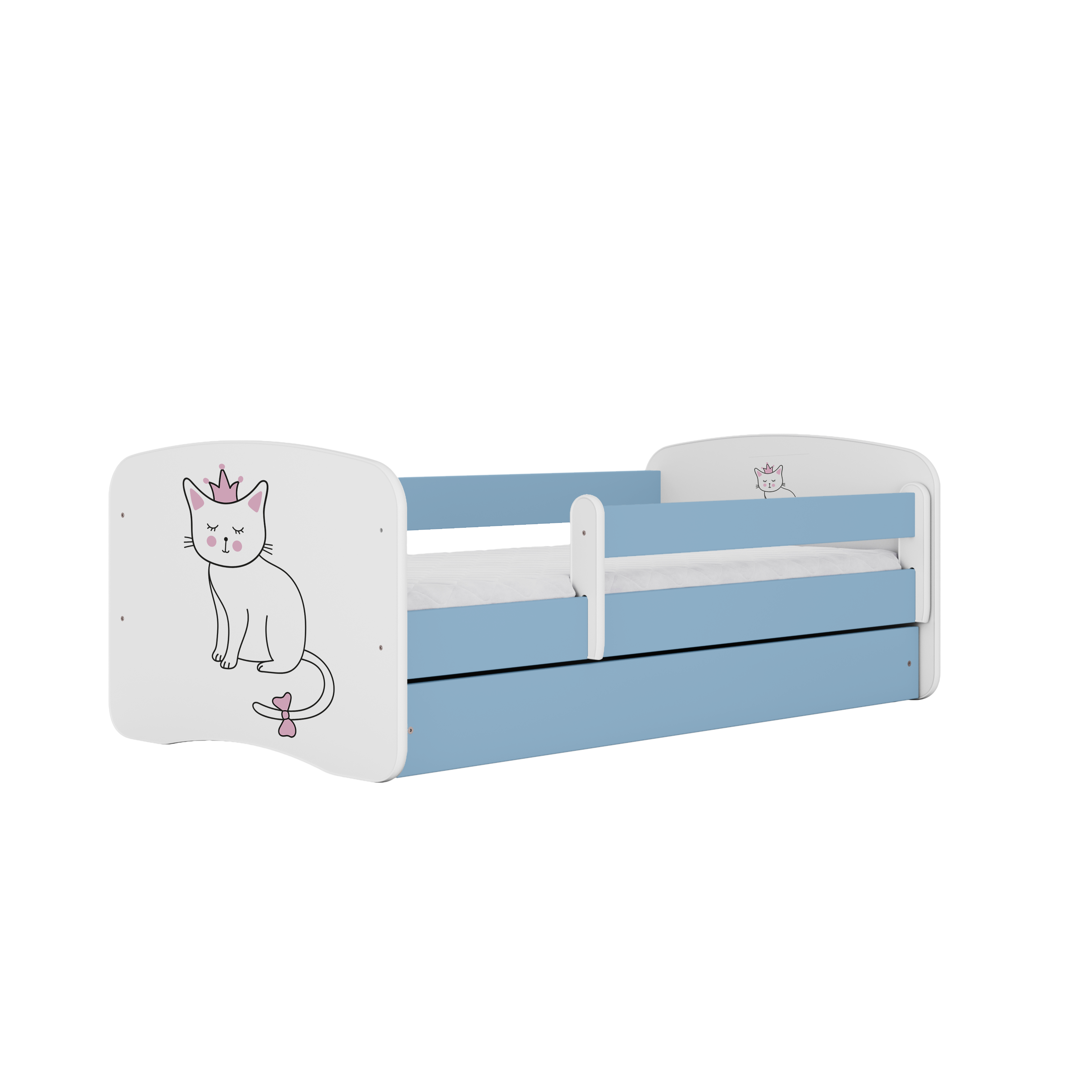 KINDERBETT Katze mit Schublade und Matratze 140/70 - Blau, Holzwerkstoff (70/140cm) - RAUMHIRSCH FURNITURE
