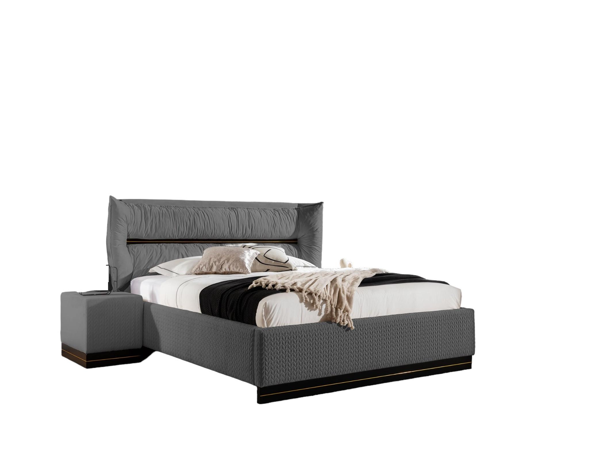 POLSTERBETT Hamilton Magic Velvet Set.2 - Schieferfarben, Holzwerkstoff/Textil (180/200cm) - Fun Möbel