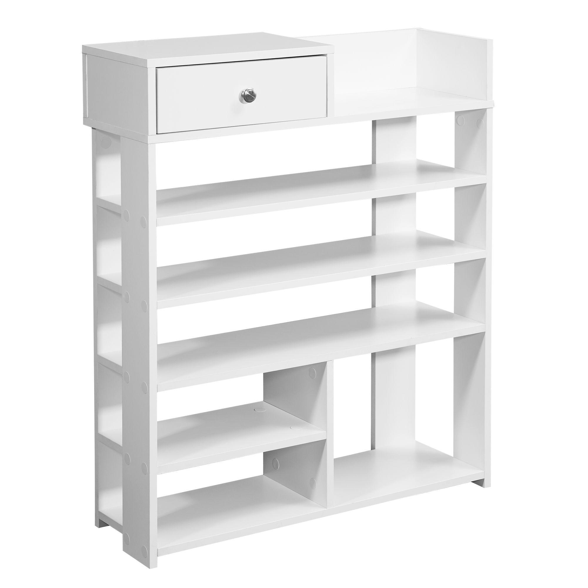 SCHUHREGAL – Weiß, 75x92,5x24 cm, hoch, 7 Fächer, mit Schublade - Weiß, Metall (75/93/24cm) - KADIMA DESIGN