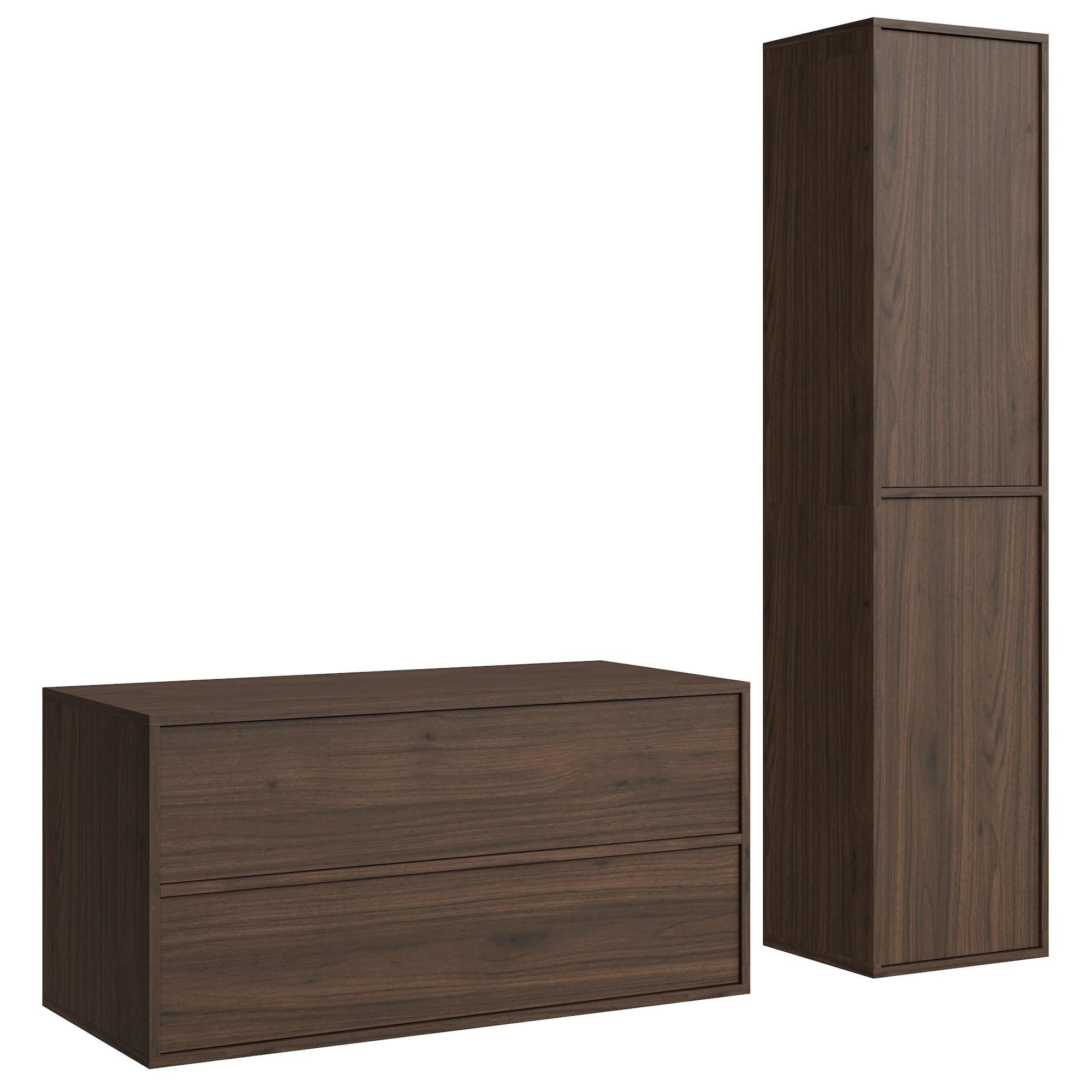 BADMÖBEL-SET Mali 2 Teile Walnuss Braun - 100 x 46 x 54 cm - Walnussfarben, Holz (100/46/46cm) - Badplaats