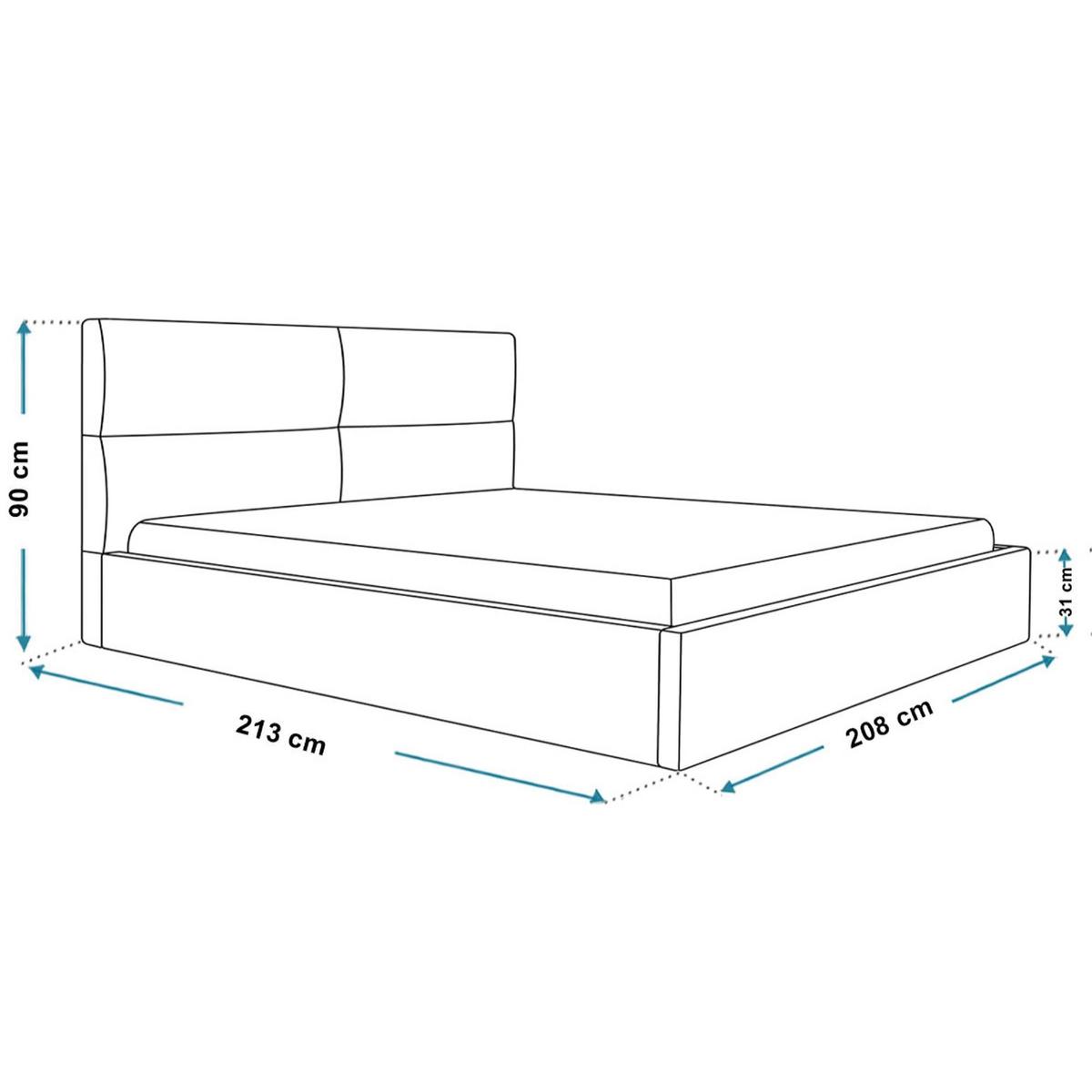 BETT 200x200 - Polsterbett mit Bettkasten und Metallrahmen - Modern Betten - Glatter Kronos-Stoff - Kollektion Lizbona, Grün - Grün, Holz/Textil (200/200cm) - Alpi-Möbel