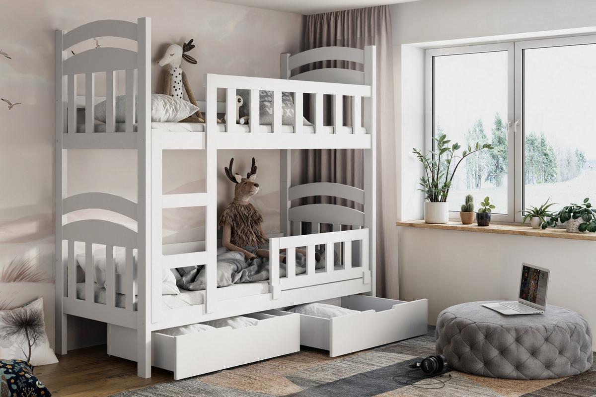 ETAGENBETT DUMBO mit Bettkasten 75x180 cm Weiß - Weiß, Holz (75/180cm) - MASSENO
