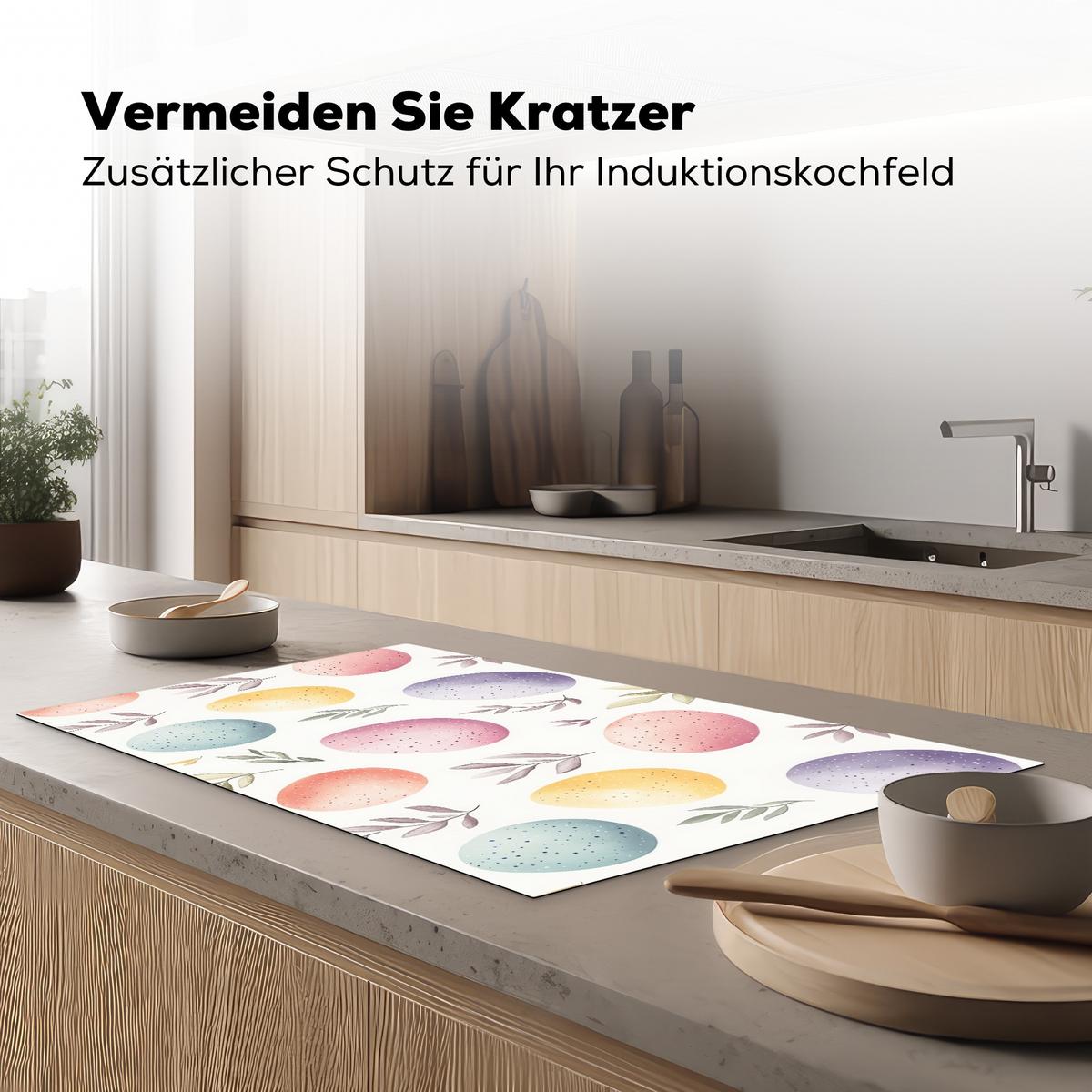 HERDABDECKPLATTE Eier - Bunt - Muster Induktionsschutz 91.6x52.7 cm - Weiß, Kunststoff (91.6/52.7/0.2cm) - MuchoWow