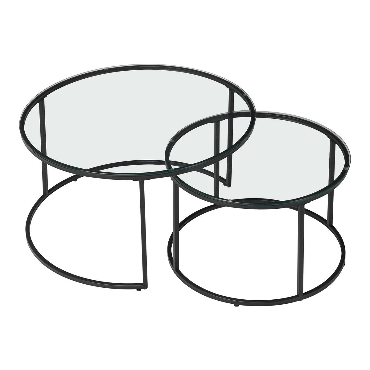 COUCHTISCH-SET 2 TLG. Kokkola - Klar, Metall (80/80/45cm) - [en.casa]