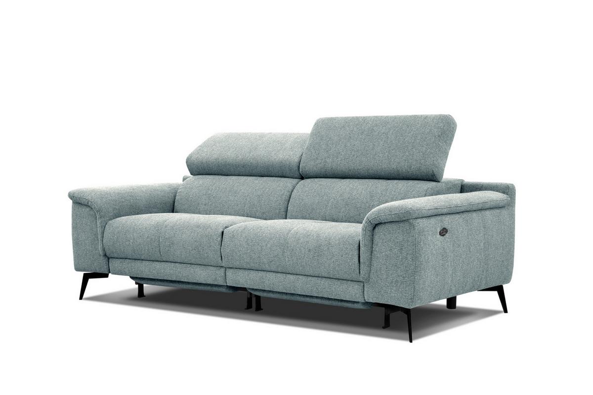 RELAXSOFA FIERO 3-Sitzer mit 2 Relaxfunktionen, mintgrün - Schwarz/Mintgrün, Holzwerkstoff/Textil (212/82/103cm) - Wozimo