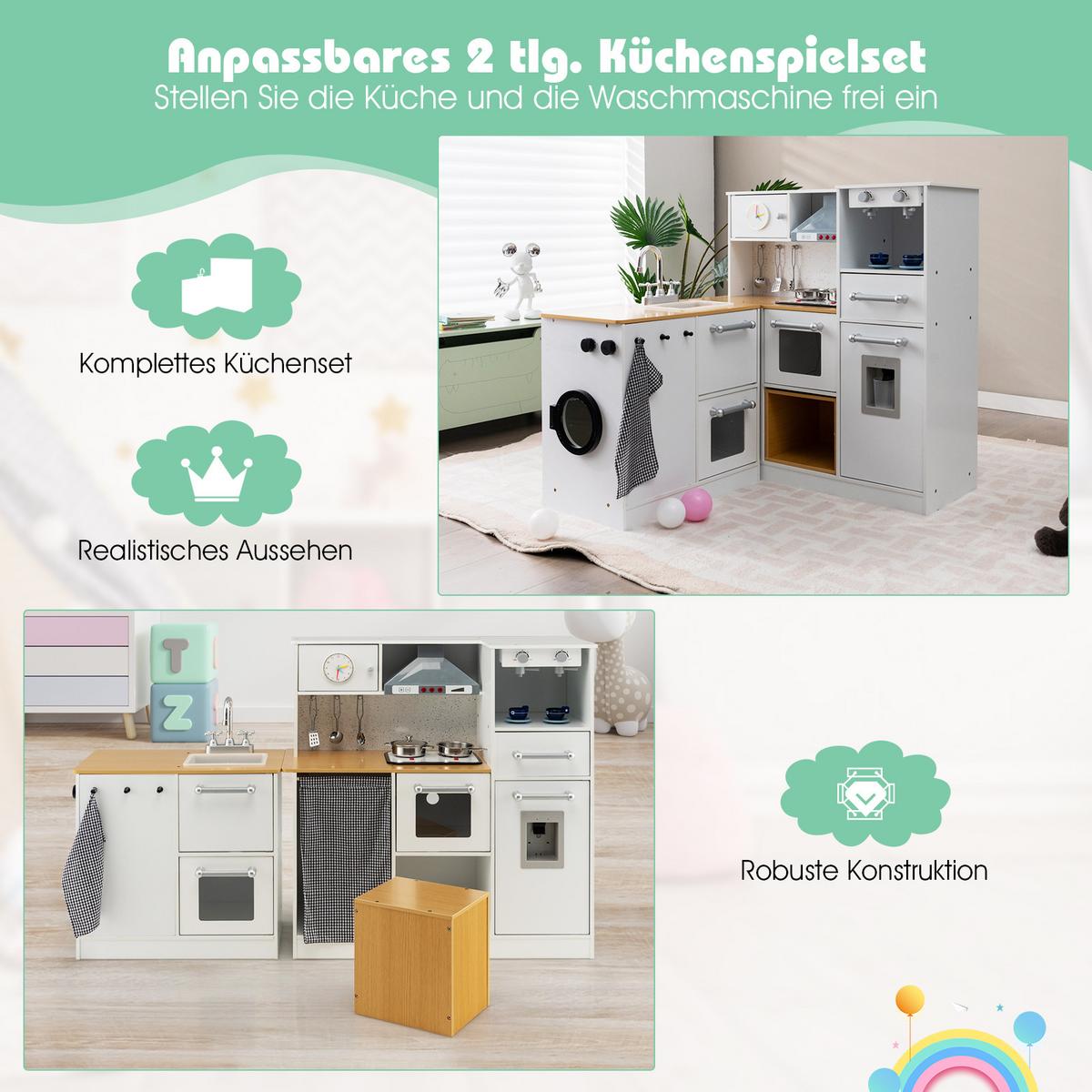 KINDERKÜCHEN Natur - Naturfarben, Holzwerkstoff (79/81/29cm) - COSTWAY