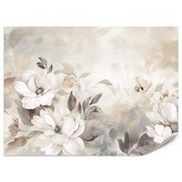 FOTOTAPETE für Schlafzimmer Abstrakte Creme Blumen Aquarell 300x210 - Beige/Braun, Papier (300/210cm) - Muralo