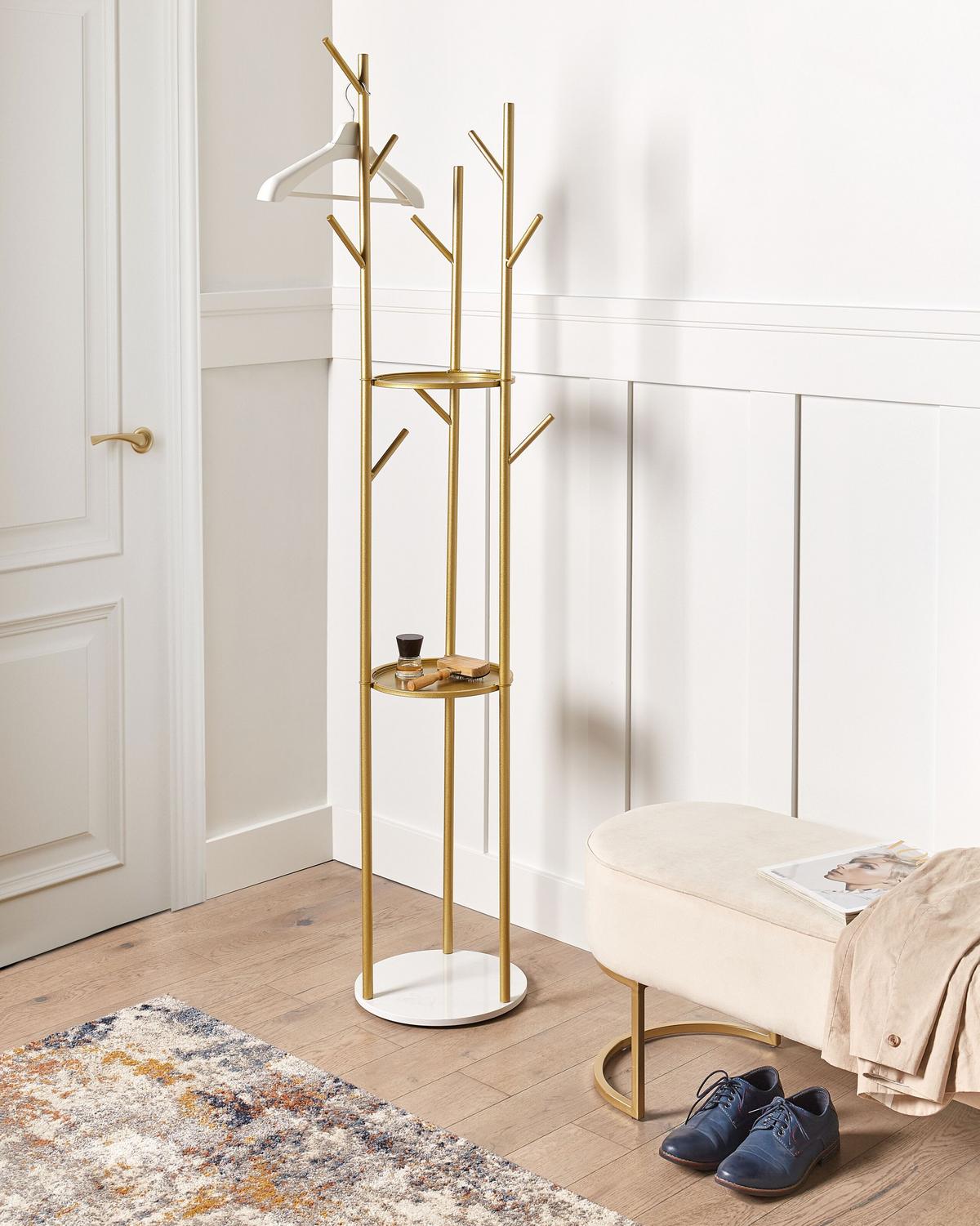 GARDEROBENSTÄNDER Metall gold/weiß 175 cm Raltson - Goldfarben/Weiß, Metall (31/175/31cm) - Beliani