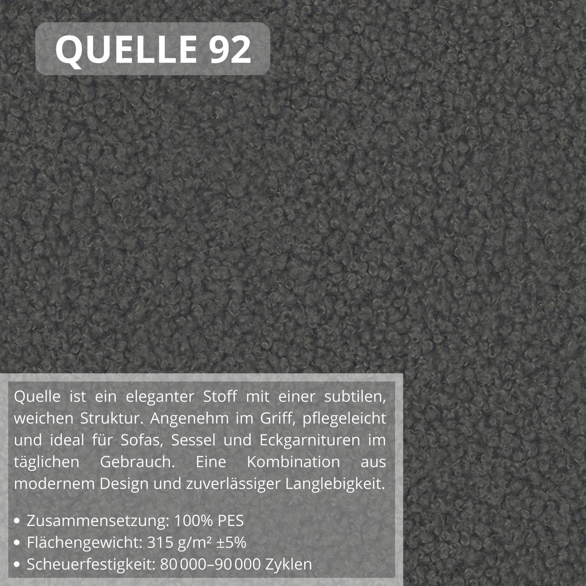WOHNLANDSCHAFT Noel mit Schlaffunktion, Dunkelgrau, Bouclé-Stoff - Dunkelgrau, Holzwerkstoff (375/93/163cm) - Beautysofa