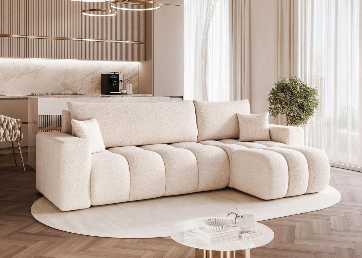 ECKSOFA OFI mit Schlaffunktion und Bettkasten Creme - Creme, Holzwerkstoff/Kunststoff (248/145cm) - Idohome