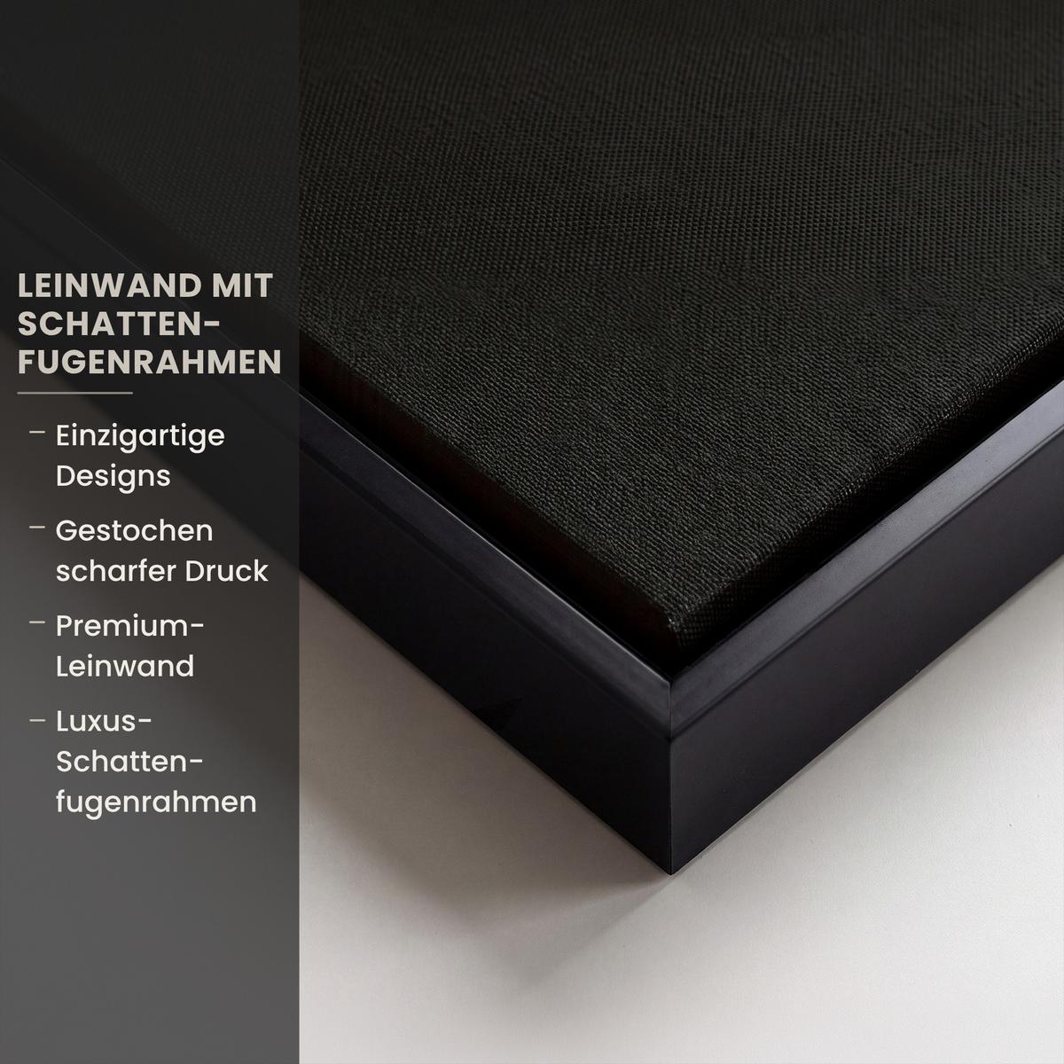 LEINWAND Bilder mit Rahmen - Baum - Blau - Blätter - Pinselstriche - 60x90 - Blau, Textil (60/90cm) - MuchoWow