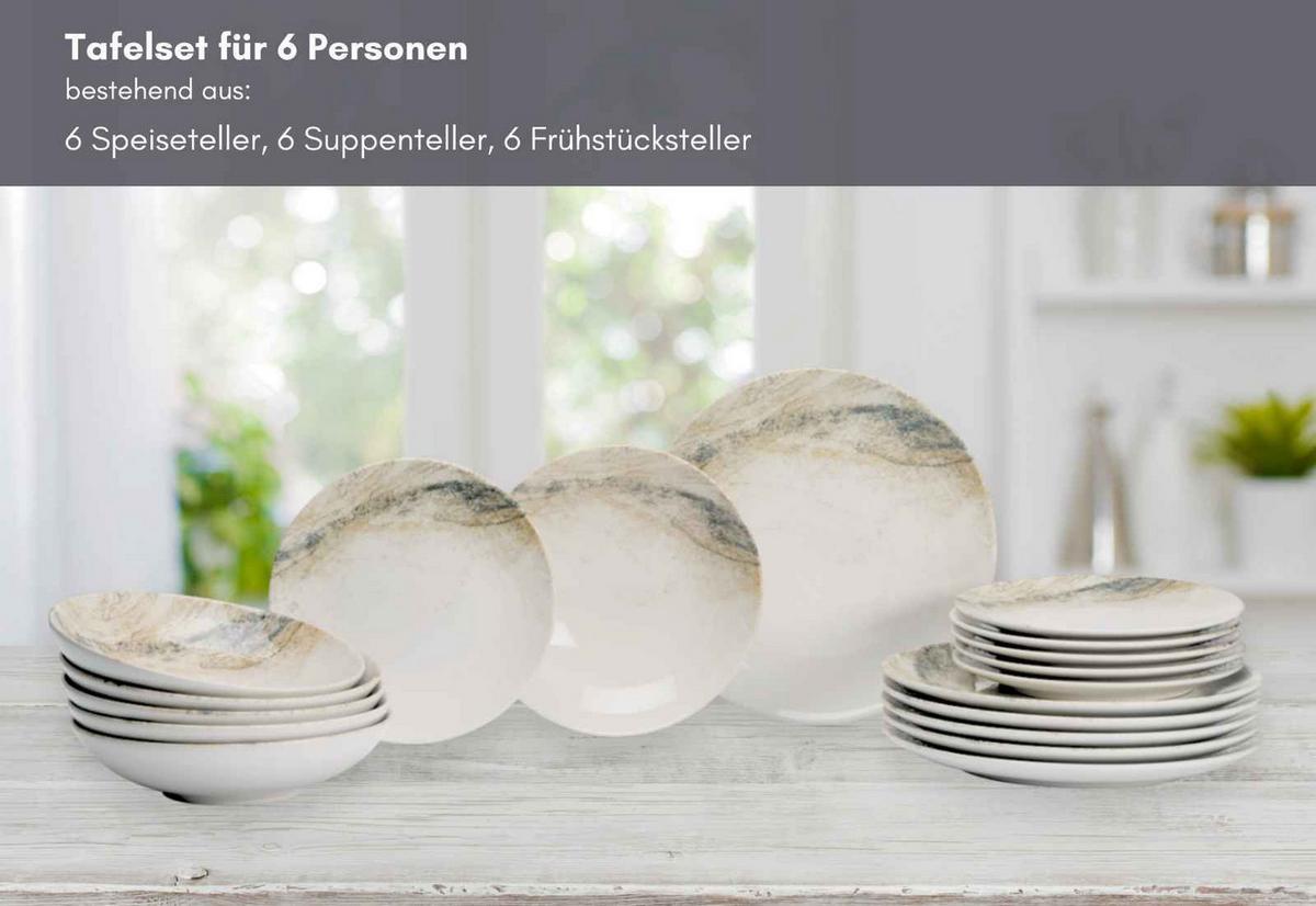 TELLER-SET Arezzo braun 18-tlg. - Braun, Keramik (2/2/2cm) - Ritzenhoff Breker