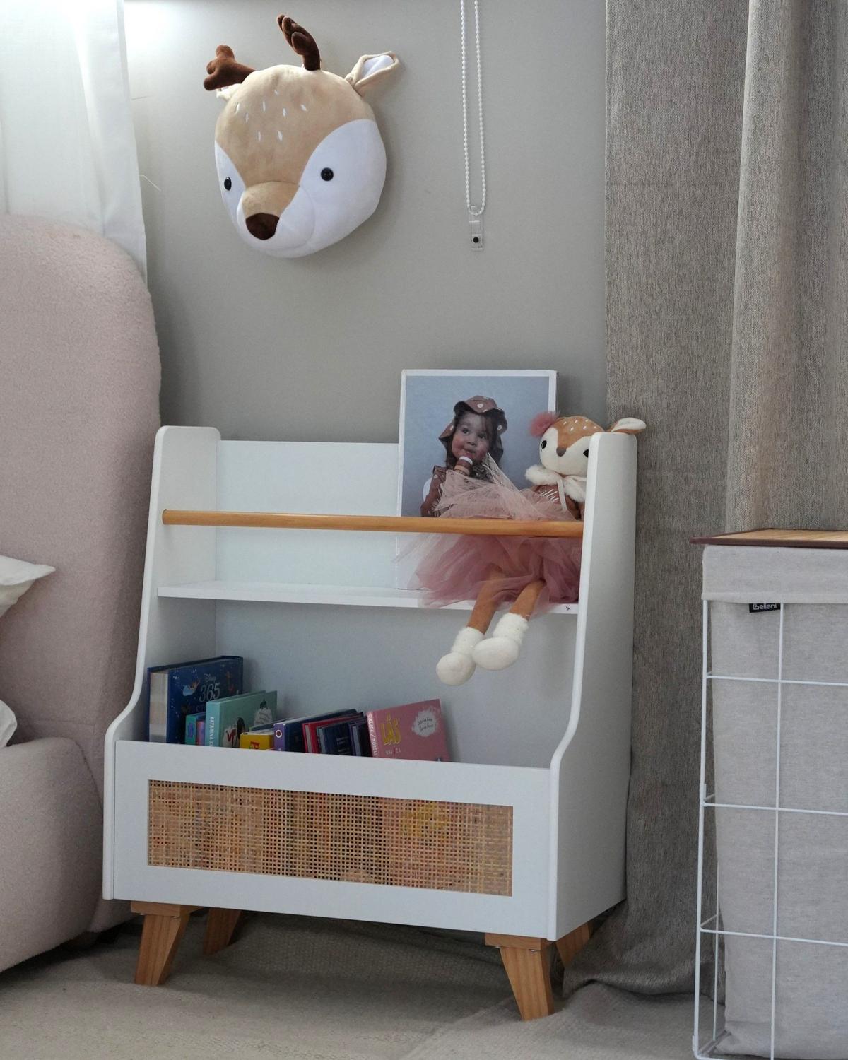 BÜCHERREGAL mit 2 Ebenen 72 cm Weiß Jackit - Hellbraun, Holzwerkstoff (60/72/30cm) - Beliani