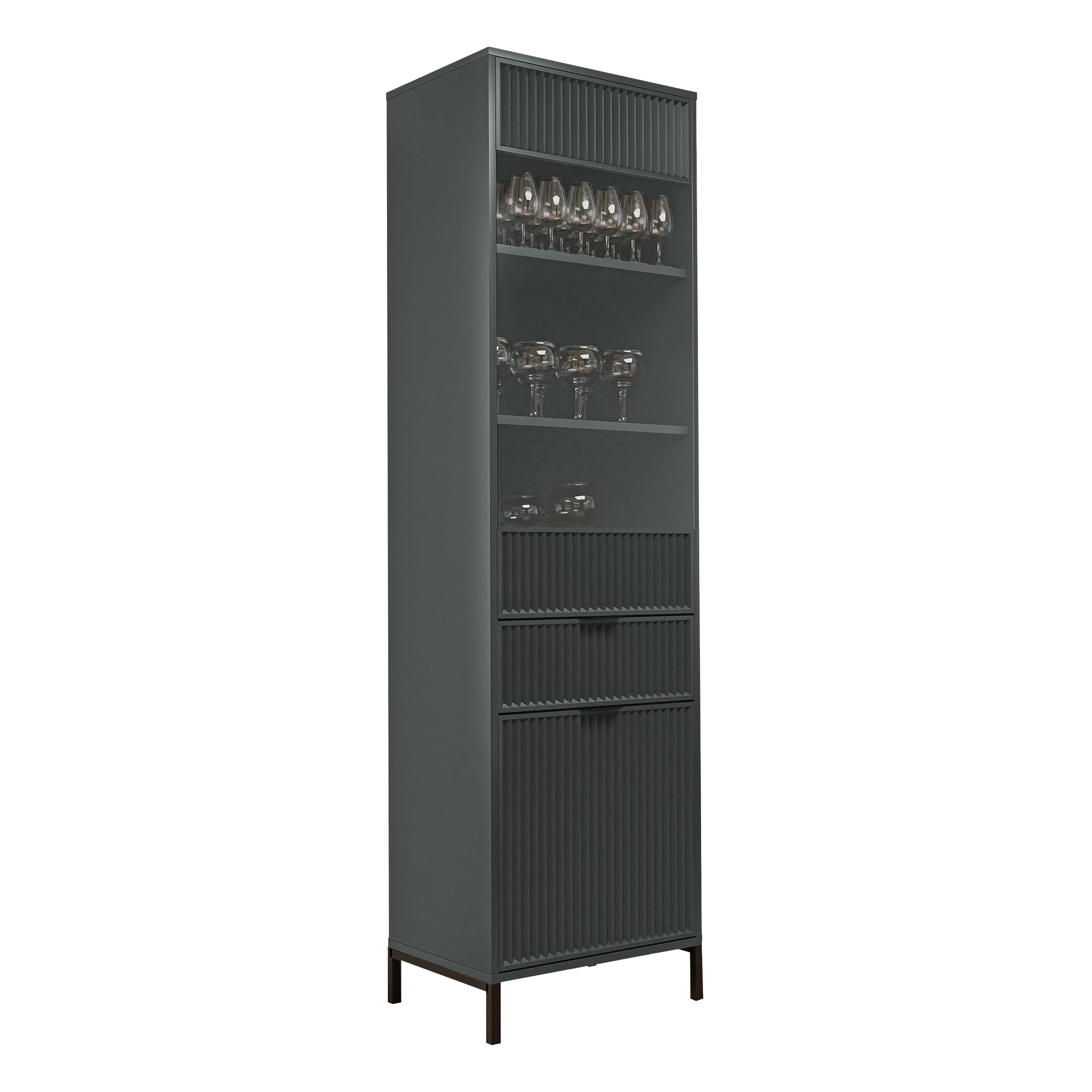 GLASVITRINE klein mit 1 Schublade und 2 Türen, Grün - Grün, Holzwerkstoff (196/55/41cm) - Idohome