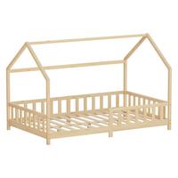 KINDERBETT 120x200 cm mit Rausfallschutz Natur aus Kiefernholz massiv - Naturfarben, Holz (120/200cm) - ML-DESIGN
