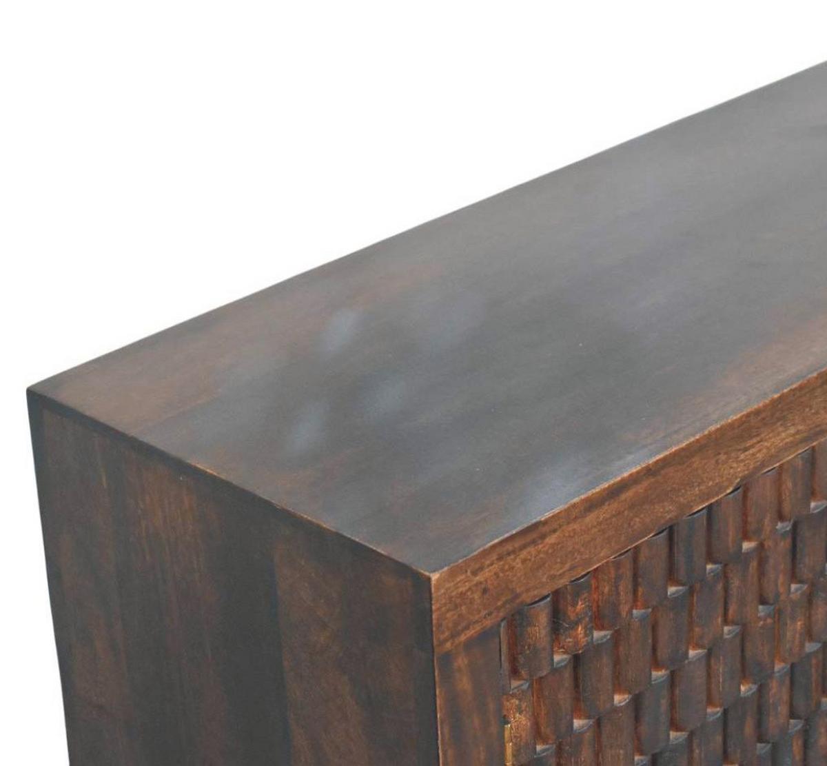 KOMMODE Rich-Velvet-Mocha-Finish, 3 Schubladen, Dunkelbraun - Dunkelbraun, Holz/Metall (35/87/83cm) - Artisan Furniture