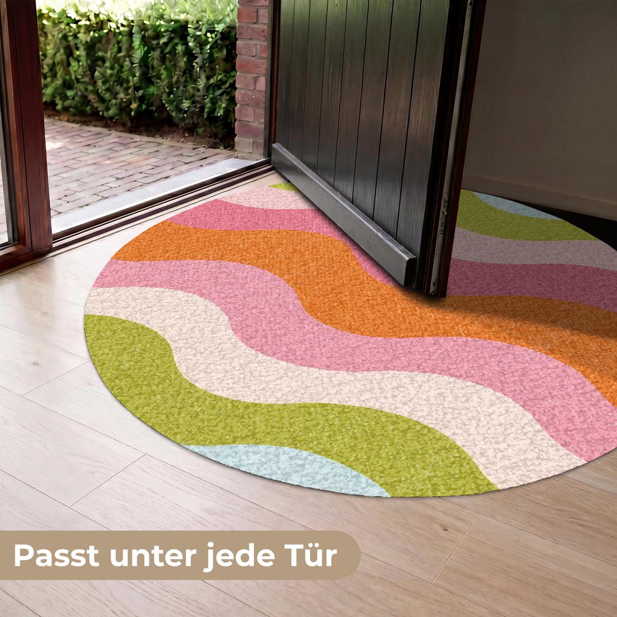 FUSSMATTE Bahnen - Wellen - Bunt - Vertikal Fußabtreter 120x120 cm - Multicolor, Kunststoff (120/0.4cm) - MuchoWow