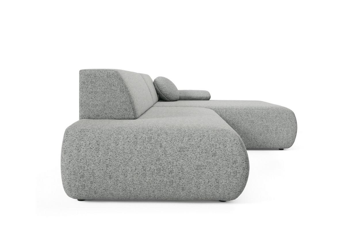 ECKSOFA DELTA R-S Grau Geflochtener Stoff mit Schlaffunktion - Grau, Holz (286/173.5cm) - MASSENO