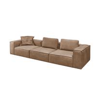 SOFA CARMO Taupe Leder - Taupe/Schwarz, Leder/Kunststoff (366/68/118cm) - KAWOLA