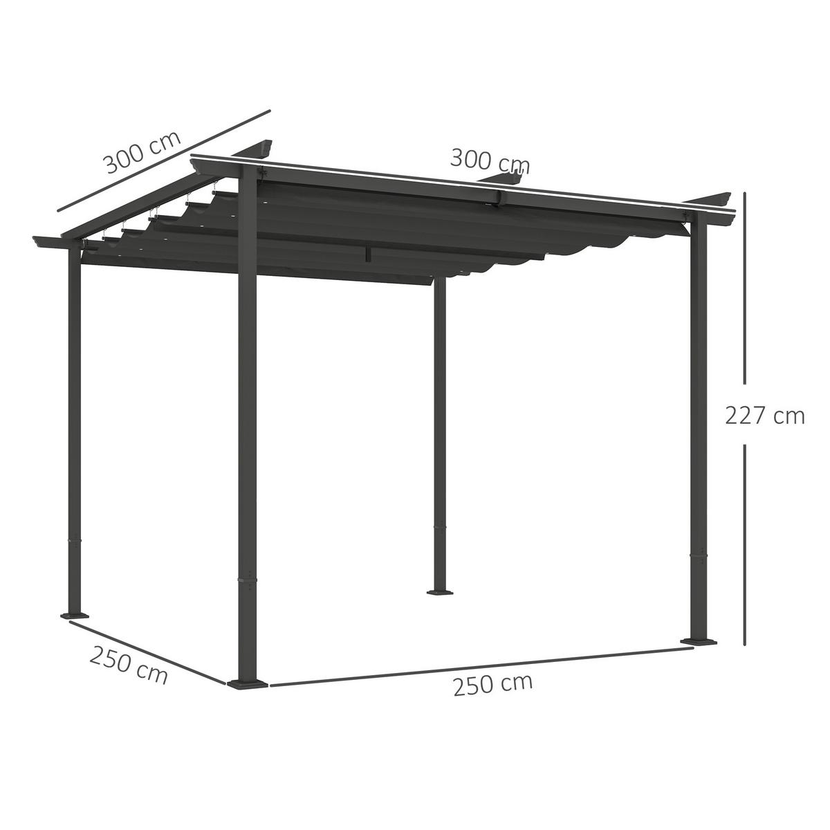 PERGOLA aus Metall, 3x 3m - Dunkelgrau, Metall (300/227/300cm) - Outsunny