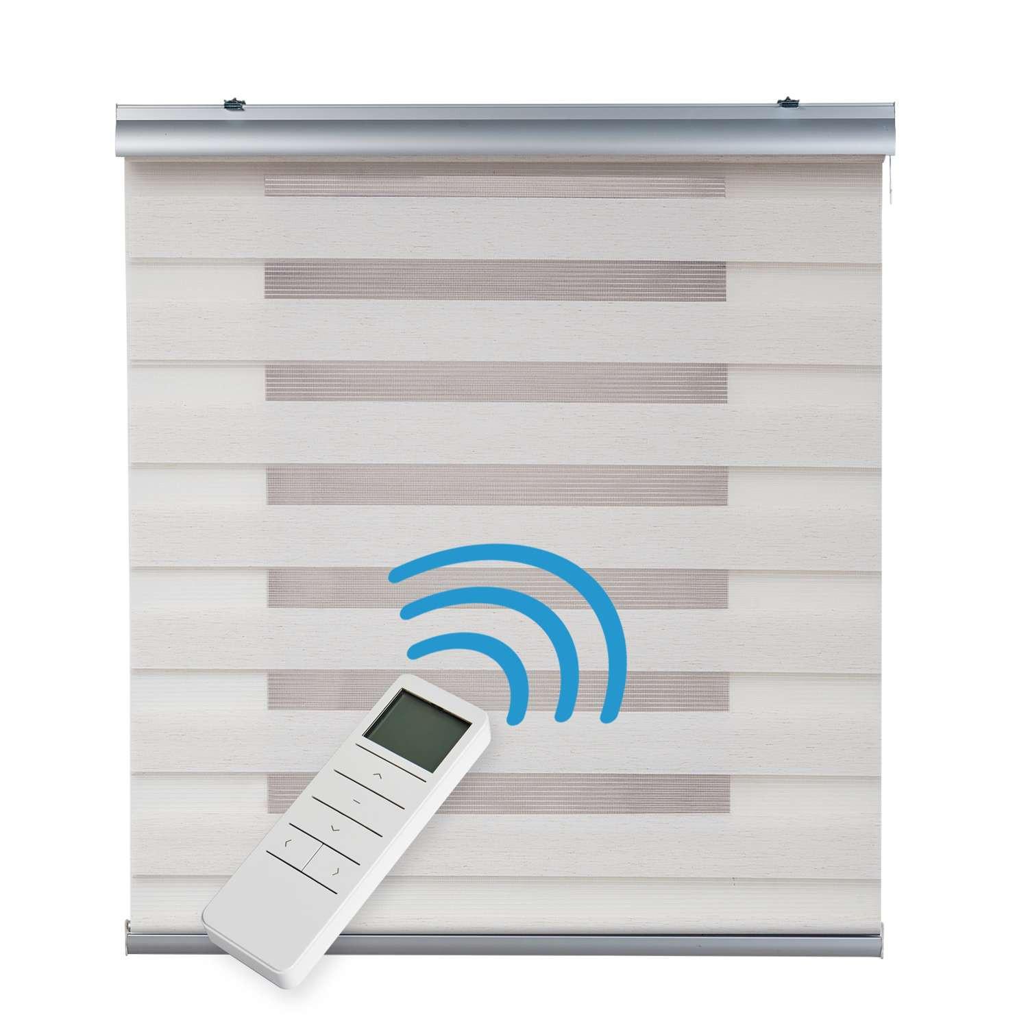 DOPPELROLLO Motorisiertes Leinen 100x250 cm - Beige, Kunststoff (100/250cm) - STORESDECO